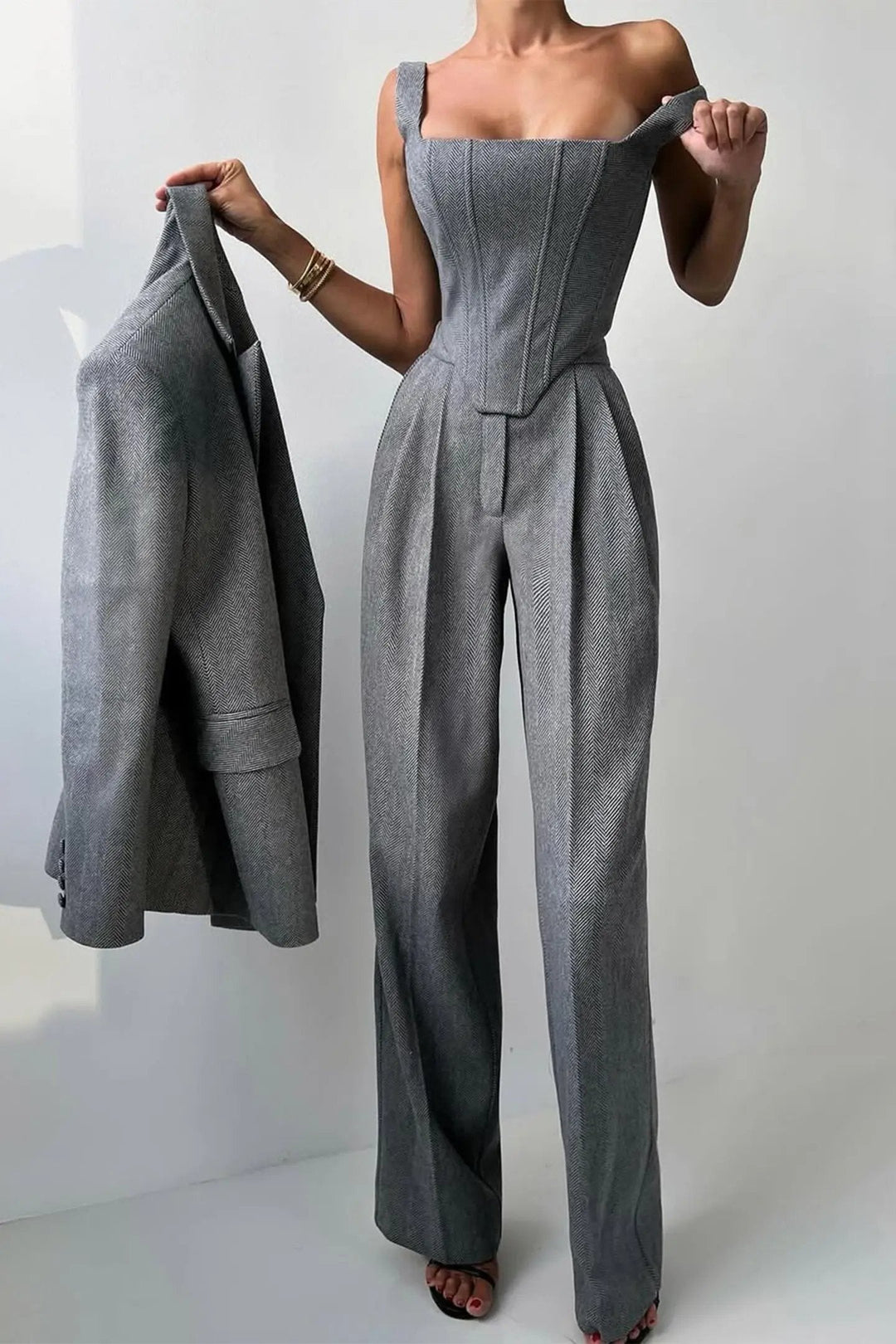 Women's Elegant Three-Piece Tailored Pant Suit Set-MODAUTLET
