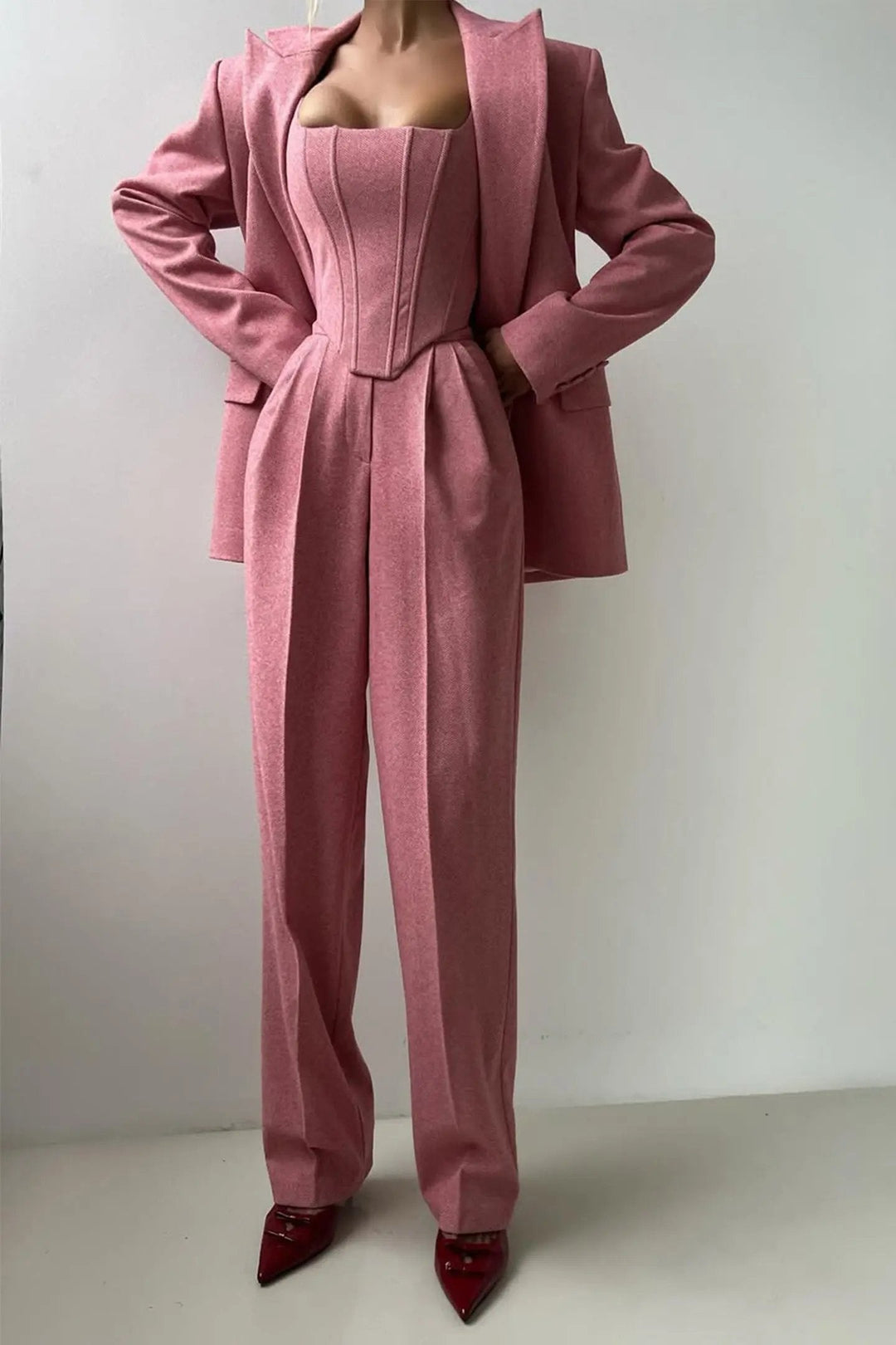 Women's Elegant Three-Piece Tailored Pant Suit Set-MODAUTLET