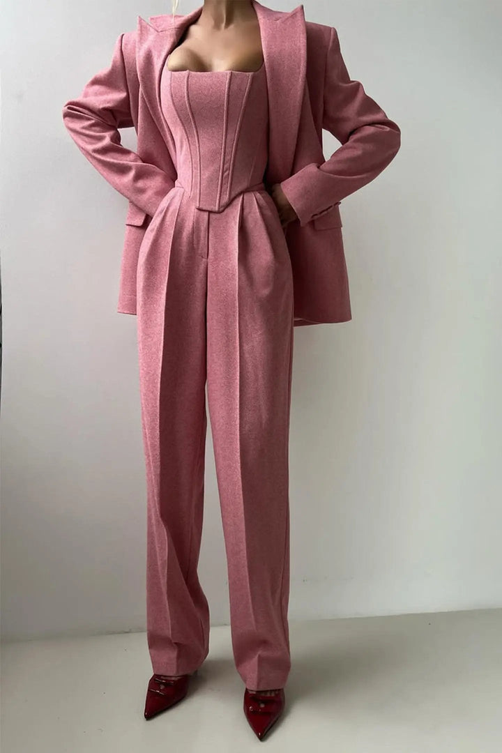 Women's Elegant Three-Piece Tailored Pant Suit Set-MODAUTLET