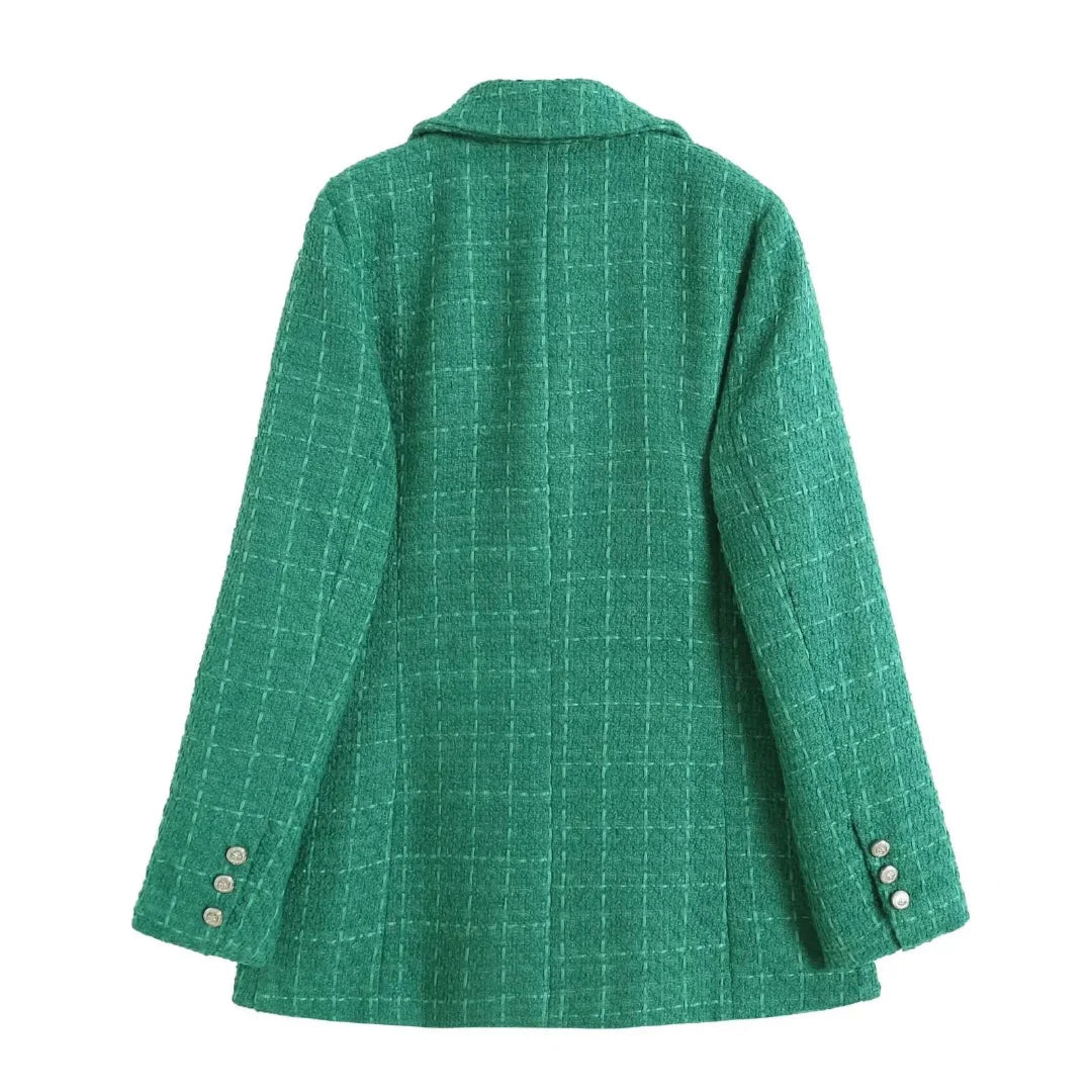 Textured Double-Breasted Jacket-MODAUTLET