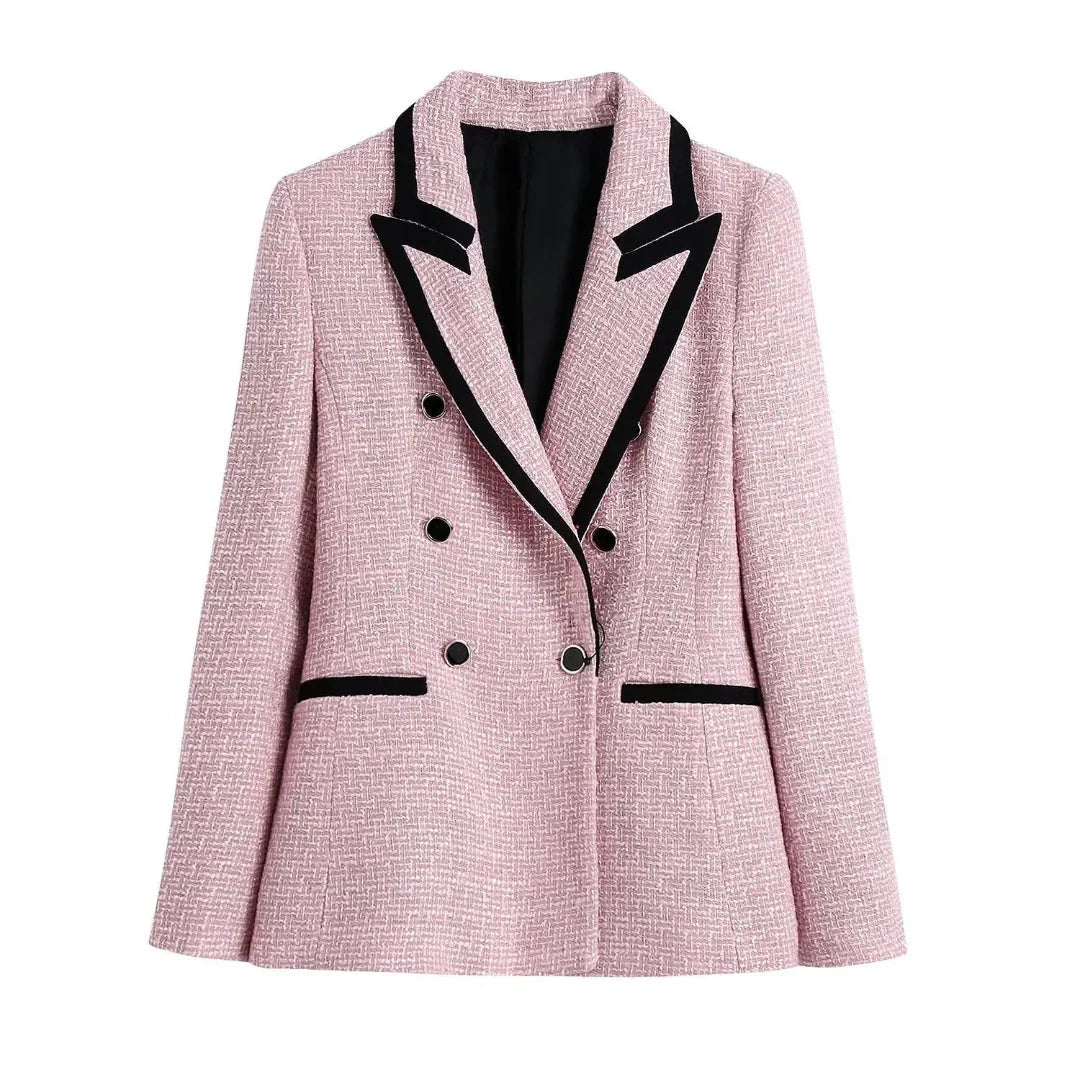 Textured Double-Breasted Jacket-MODAUTLET