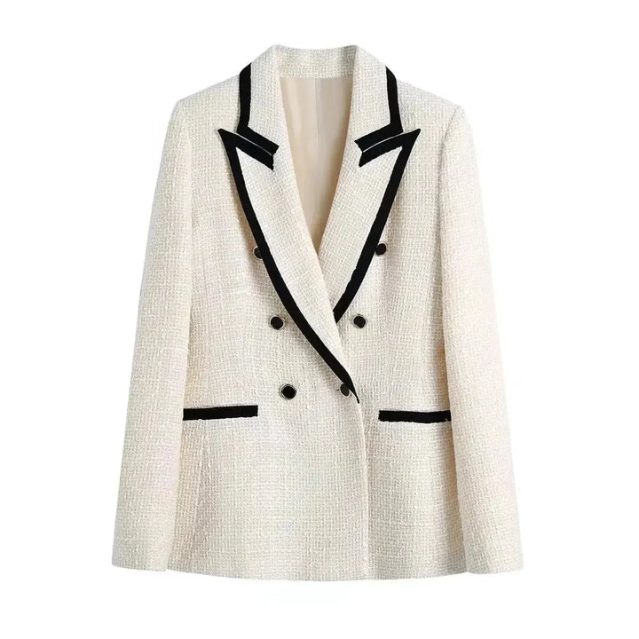 Textured Double-Breasted Jacket-MODAUTLET