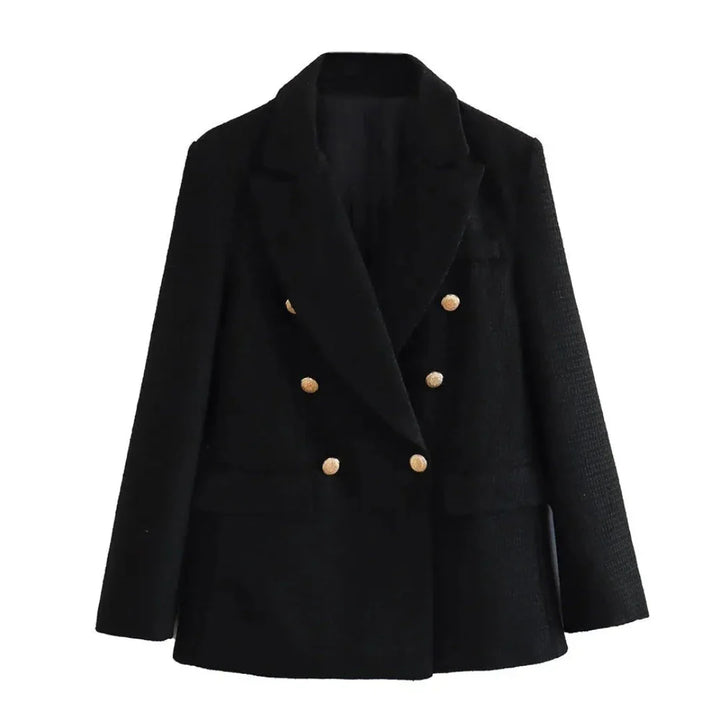 Textured Double-Breasted Jacket-MODAUTLET