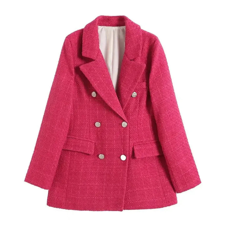 Textured Double-Breasted Jacket-MODAUTLET