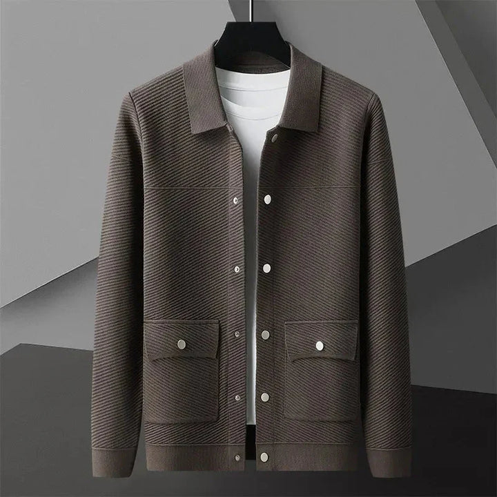 Textured Knit Wool Jacket Brown