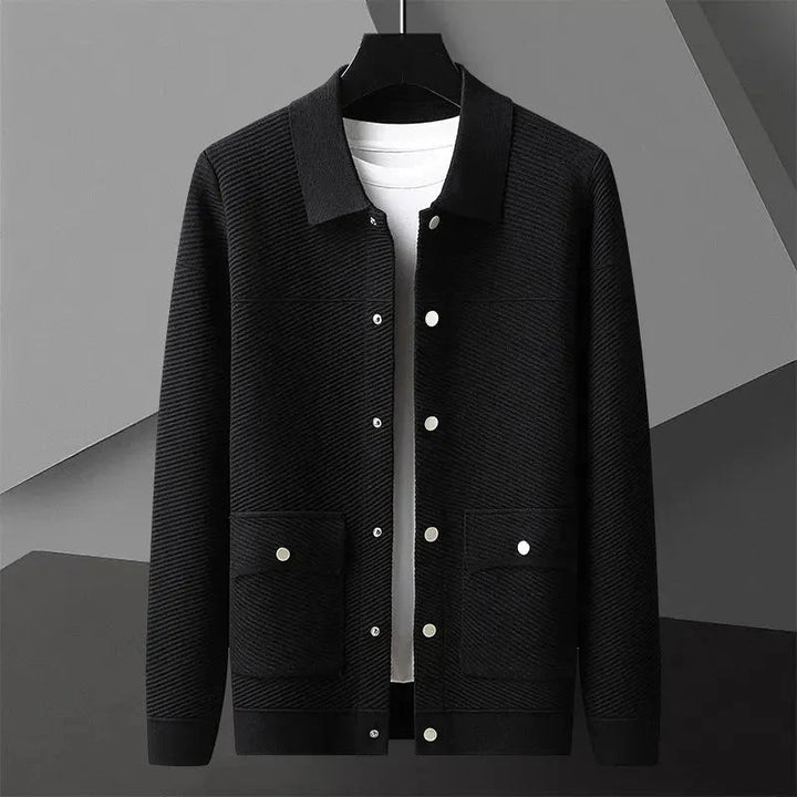 Textured Knit Wool Jacket Black