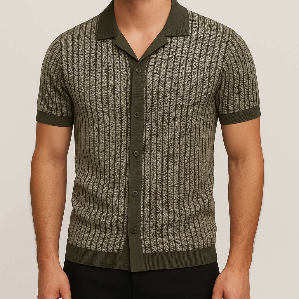 Men's Textured Knit Polo - Monaco Style