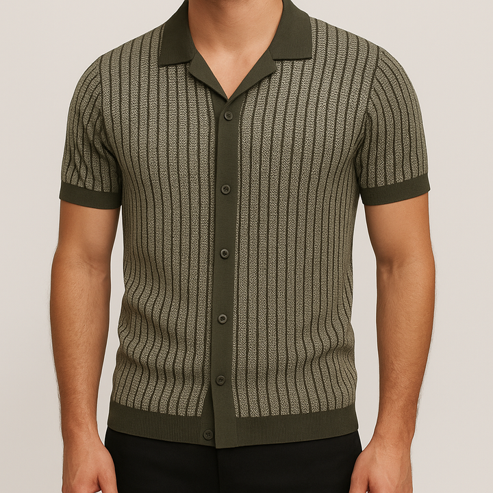 Men's Textured Knit Polo - Monaco Style-MODAUTLET