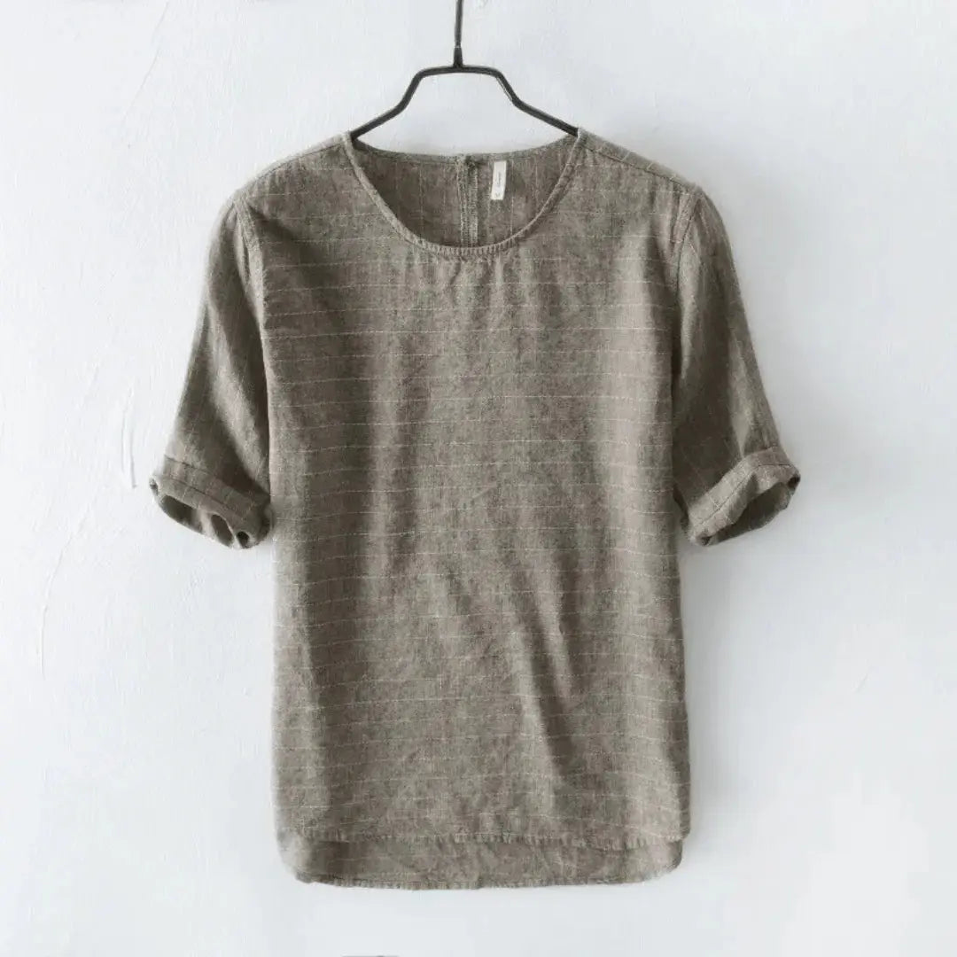 Geneva Linen Cotton T-Shirt Brown