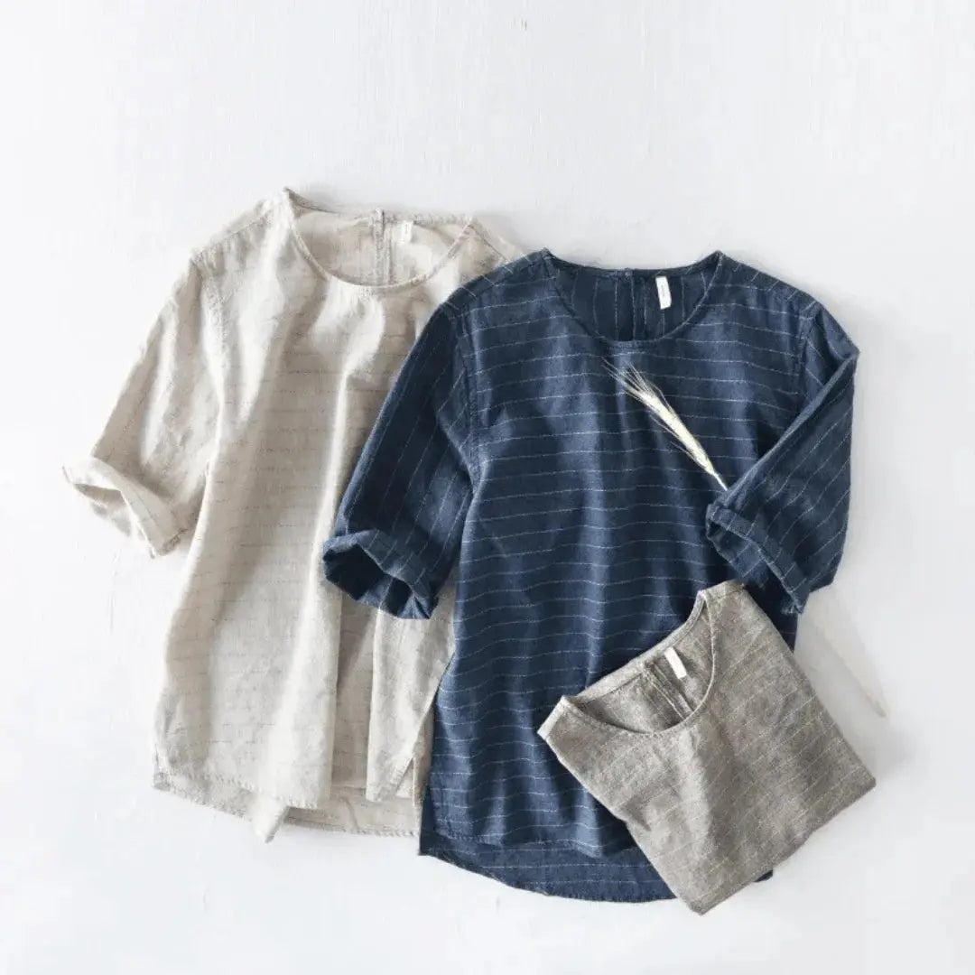 Geneva Linen Cotton T-Shirt Buy 2 Get 1 Free (One of each color)