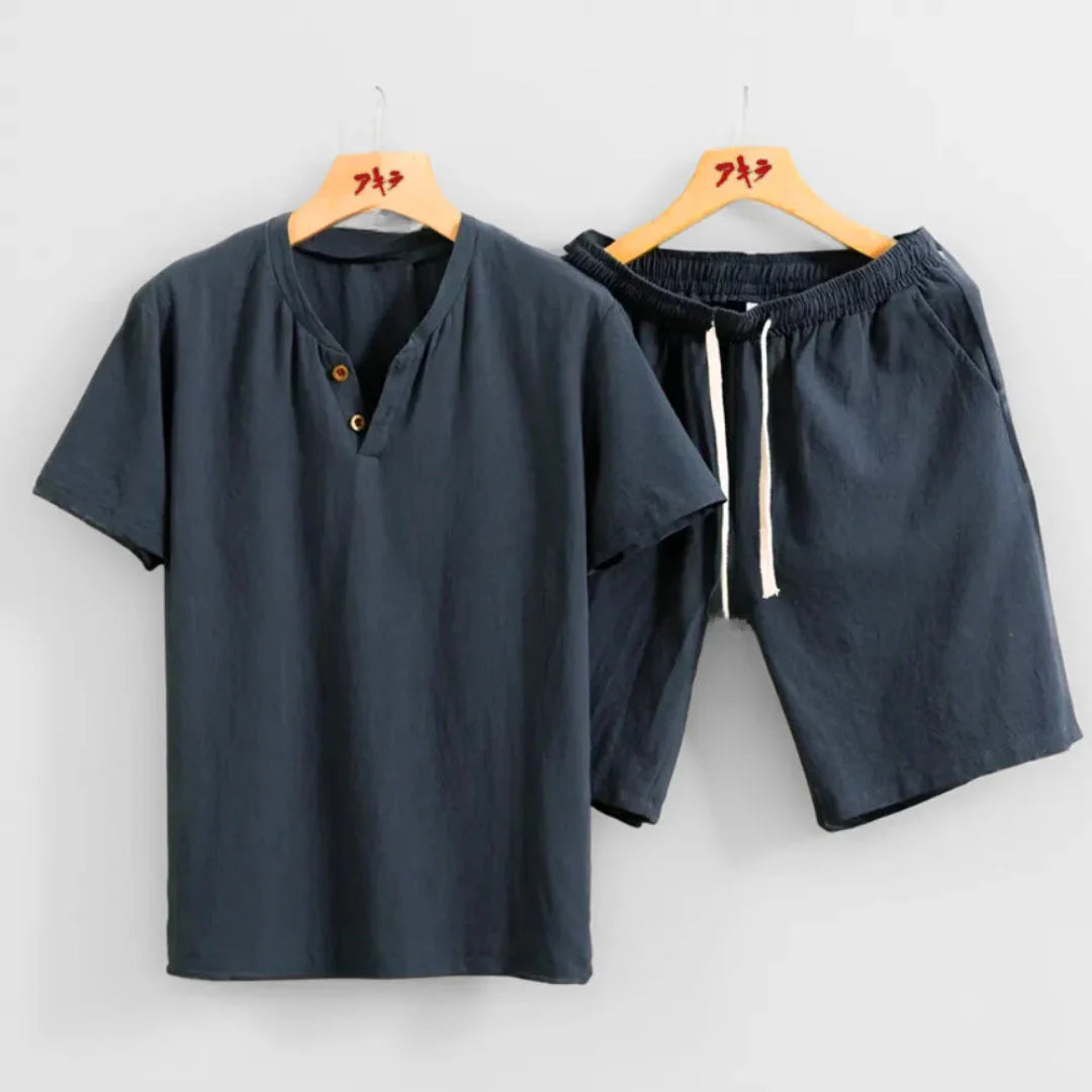 Linen Look Two-Piece Set Navy