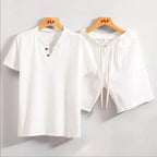 Linen Look Two-Piece Set White