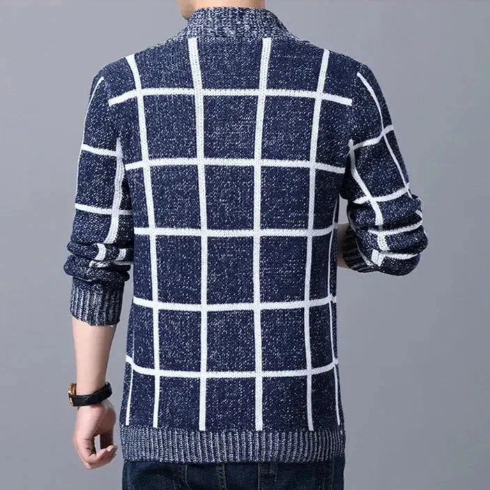 Plaid Shawl Collar Cardigan