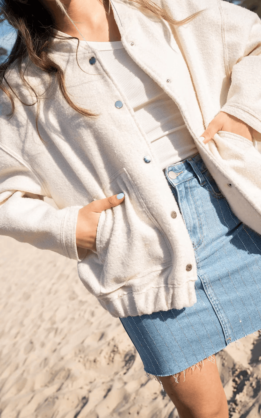 Thermal O Neck Jacket for Women With Pockets Warm Coat