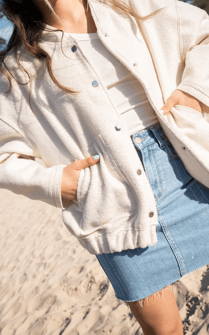 Thermal O Neck Jacket for Women With Pockets Warm Coat