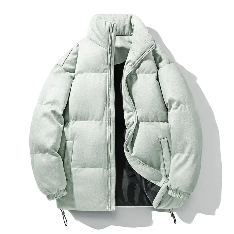Thick Fleece-Lined Deerskin Velvet Parka – Men's Winter Jacket Green