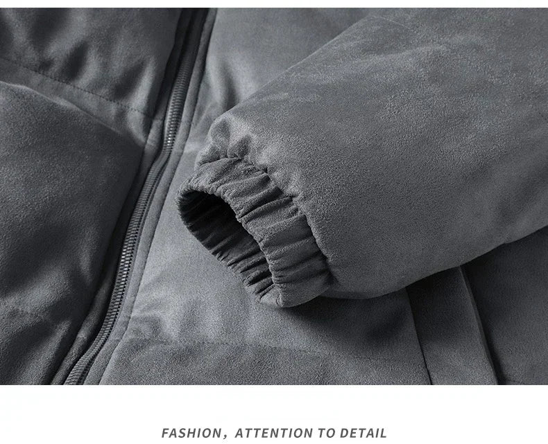 Thick Fleece-Lined Deerskin Velvet Parka – Men's Winter Jacket