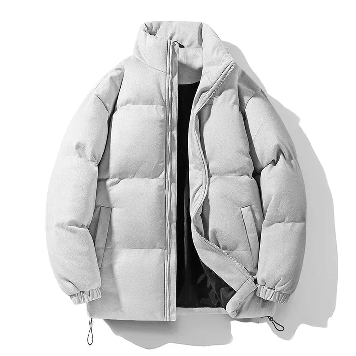 Thick Fleece-Lined Deerskin Velvet Parka – Men's Winter Jacket Light Gray
