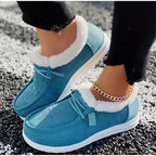 Women's Cozy Thick Velvet Winter Shoes – Stylish Comfort Blue