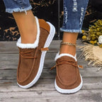 Women's Cozy Thick Velvet Winter Shoes – Stylish Comfort Brown