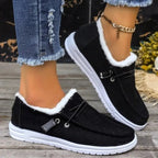 Women's Cozy Thick Velvet Winter Shoes – Stylish Comfort Black