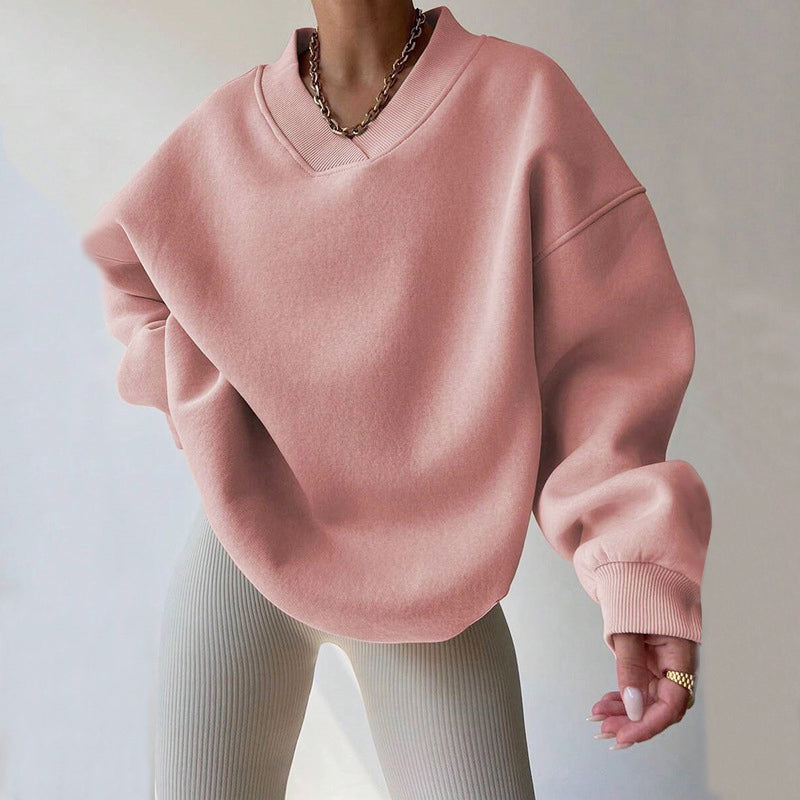 Tina | Women's Oversized V-Neck Fleece Pullover Sweatshirt