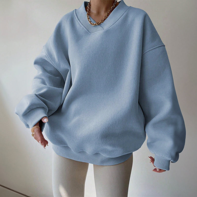Tina | Women's Oversized V-Neck Fleece Pullover Sweatshirt