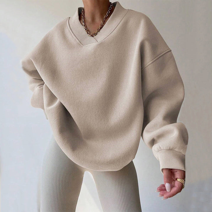 Tina | Women's Oversized V-Neck Fleece Pullover Sweatshirt