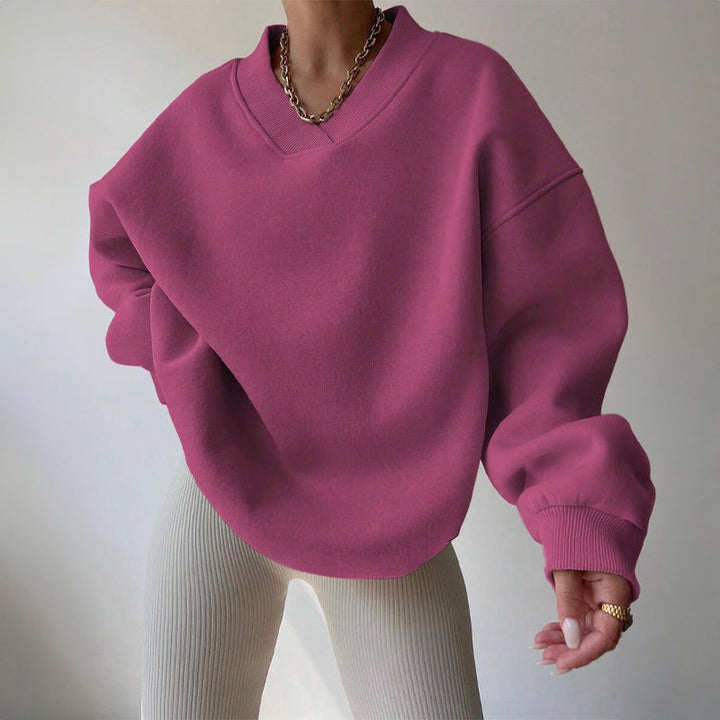 Tina | Women's Oversized V-Neck Fleece Pullover Sweatshirt