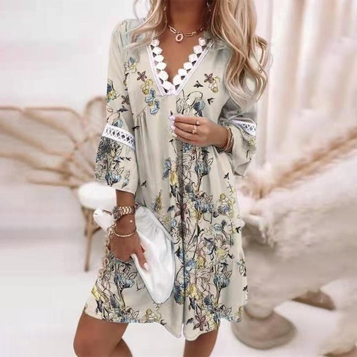 Ella | Vestido corto bohemio floral con escote en V para mujer