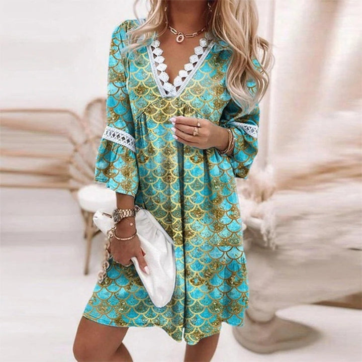 Ella | Vestido corto bohemio floral con escote en V para mujer