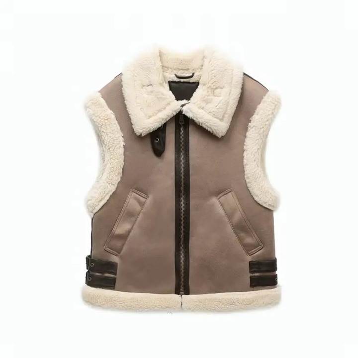 Tri-Color Zipper Vest for Women XL