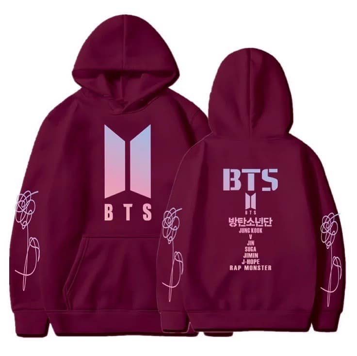 Unisex Kpop Concert Hoodie Casual Wear And Cosplay Pride Red wine