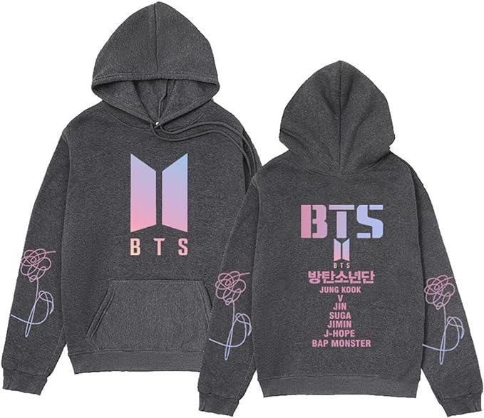 Unisex Kpop Concert Hoodie Casual Wear And Cosplay Pride Dark gray