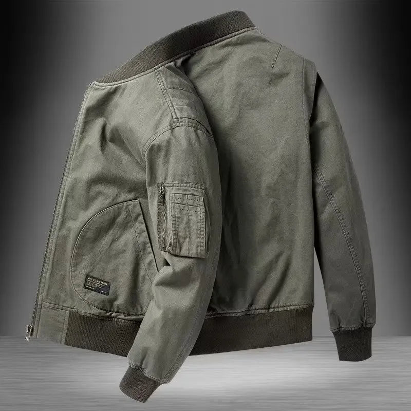 Unisex Vintage Loose-Fit Cotton Bomber Jacket – Lightweight Street Style