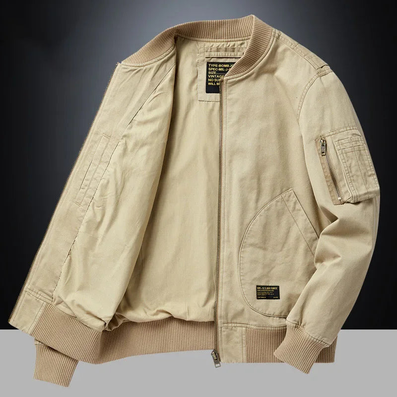 Unisex Vintage Loose-Fit Cotton Bomber Jacket – Lightweight Street Style