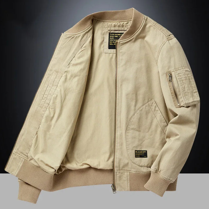 Unisex Vintage Loose-Fit Cotton Bomber Jacket – Lightweight Street Style