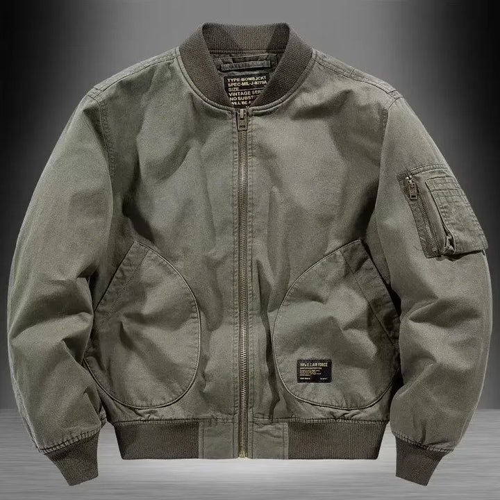 Unisex Vintage Loose-Fit Cotton Bomber Jacket – Lightweight Street Style