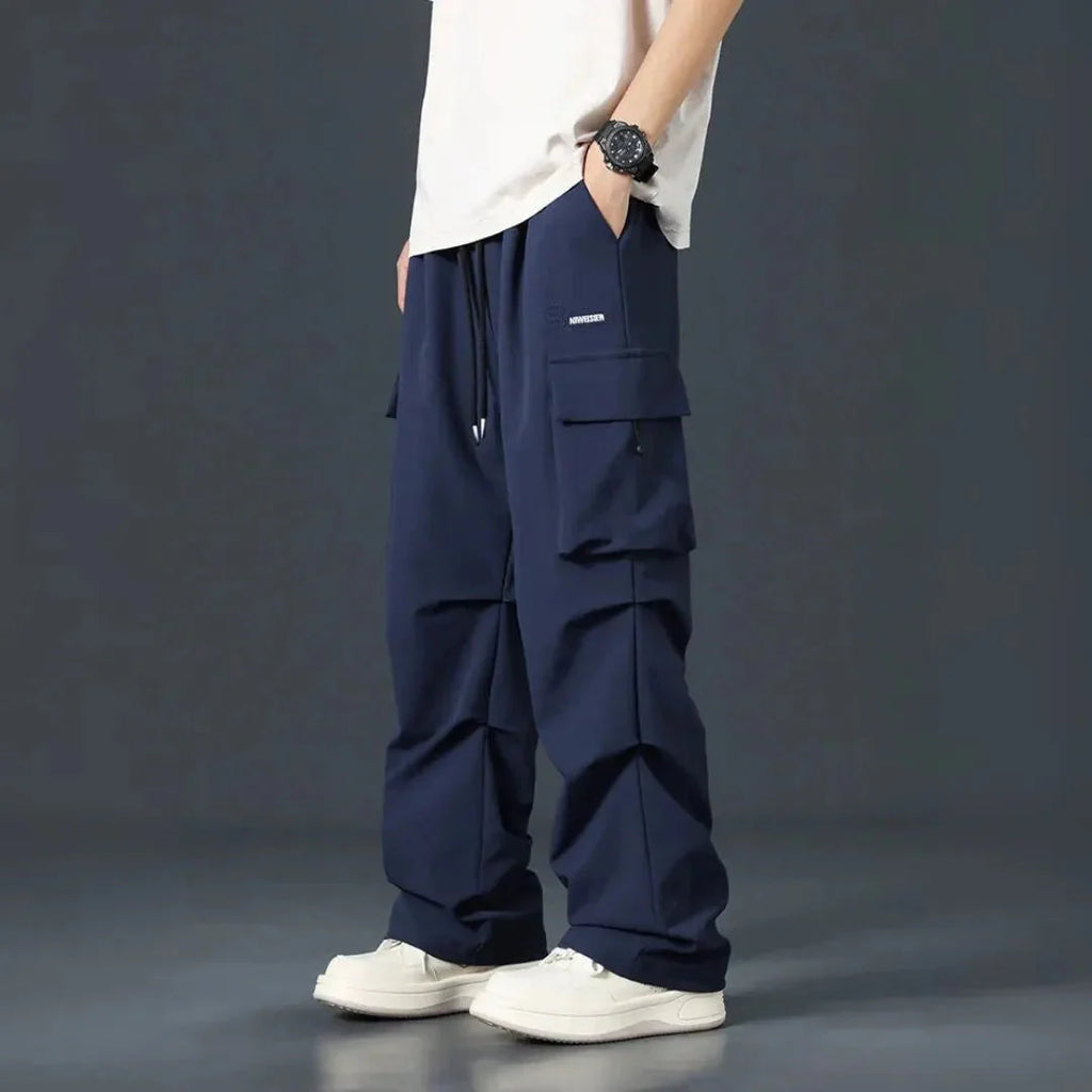 Men's Multi-Pocket Cargo Pants for Street Style Dark Blue