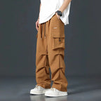 Men's Multi-Pocket Cargo Pants for Street Style Orange
