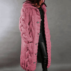 Plus Size Knee-Length Cardigan for Ultimate Comfort and Warmth Pink