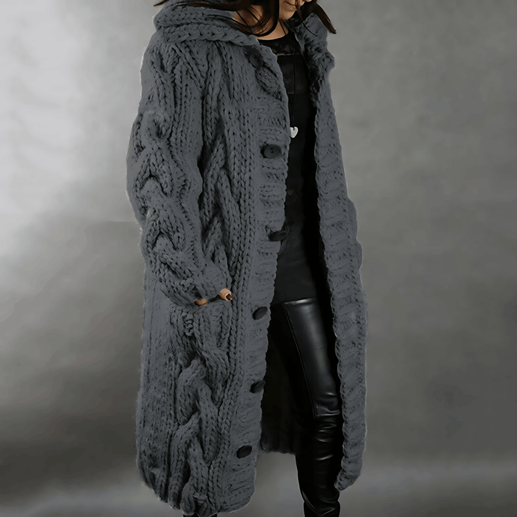 Plus Size Knee-Length Cardigan for Ultimate Comfort and Warmth Grey