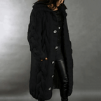 Plus Size Knee-Length Cardigan for Ultimate Comfort and Warmth Black