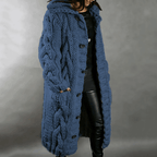 Plus Size Knee-Length Cardigan for Ultimate Comfort and Warmth Blue