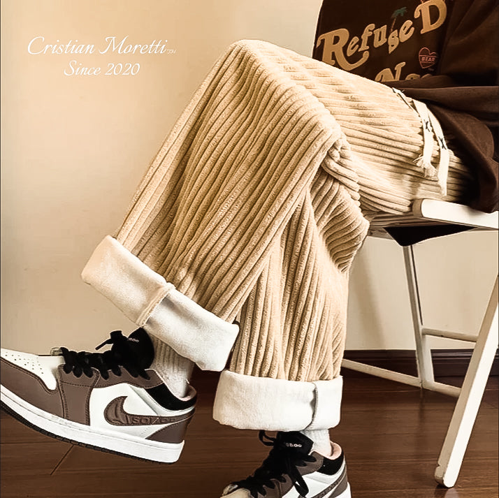 Men's Relaxed Fit Vintage Corduroy Sweatpants with Drawstring-MODAUTLET