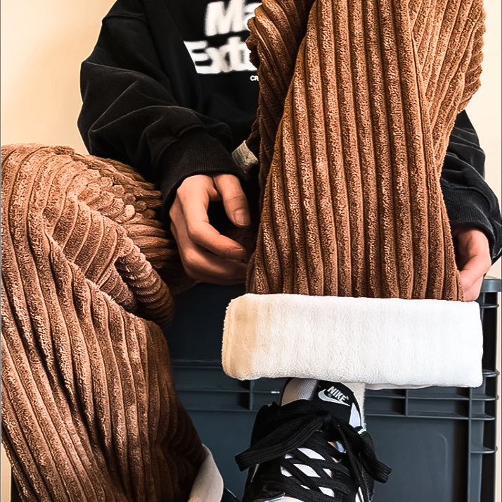 Men's Relaxed Fit Vintage Corduroy Sweatpants with Drawstring