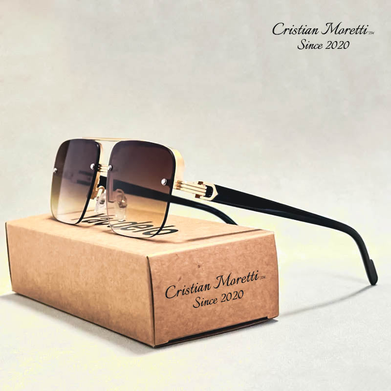 Alberto Lombardi Semi‑Rimless Sunglasses Gold Brown