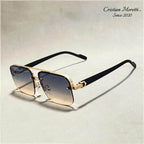 Alberto Lombardi Semi‑Rimless Sunglasses Gold Gray