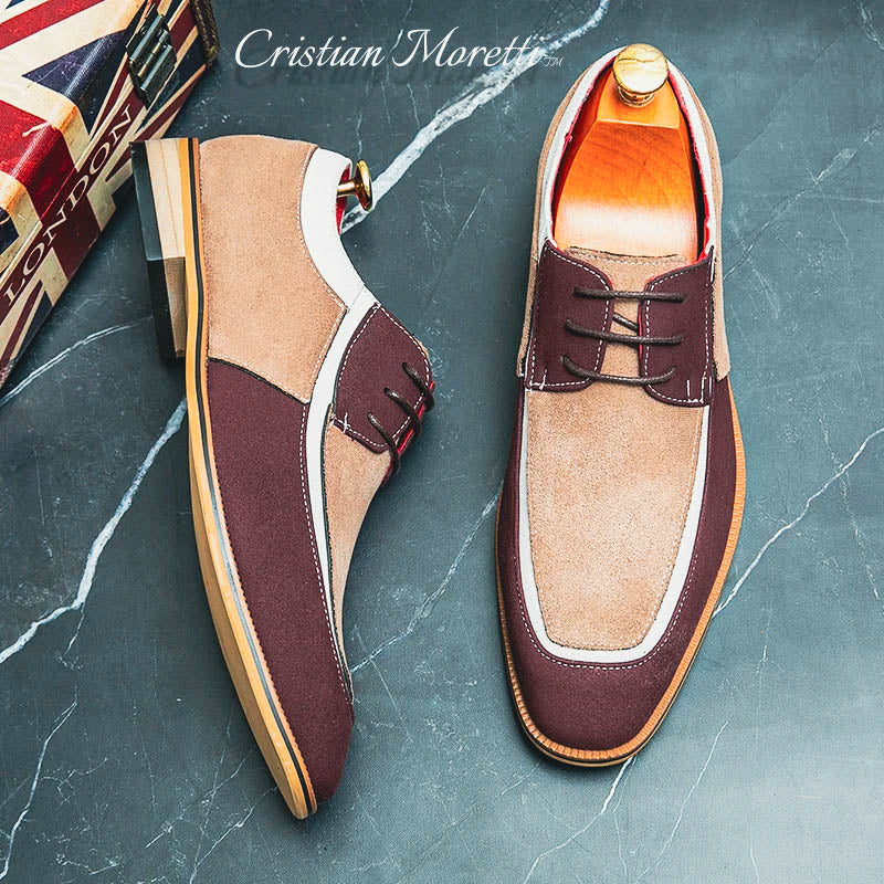 Men's Suede Leather Dress Shoes - Maverick Style Brown