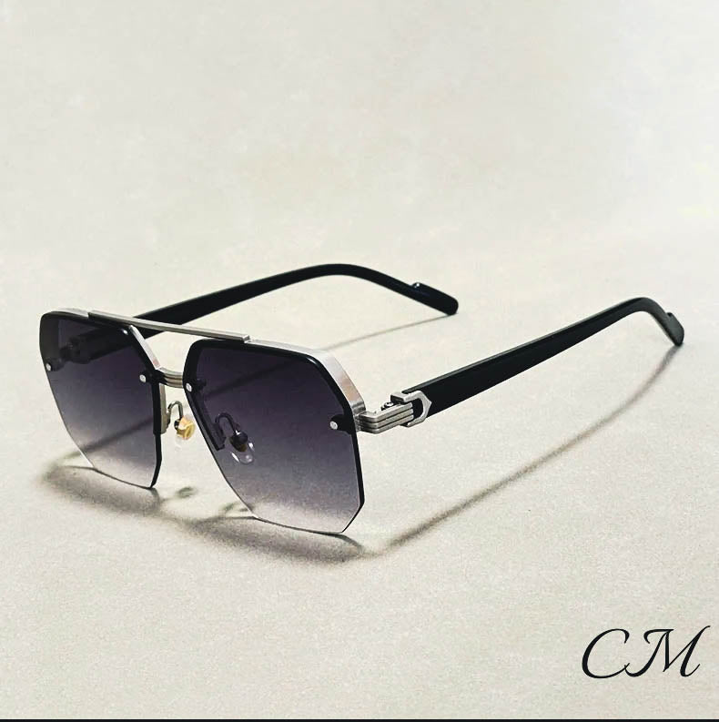 Jupiter Rimless Vintage Sunglasses – UV400 Semi-Rimless Unisex Eyewear Gray